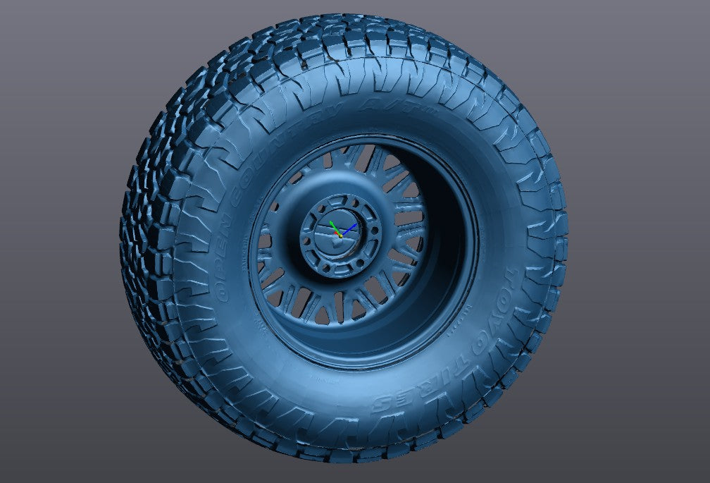 3D Scan: 35X11.5R17 Toyo Open Country Tire on Raceline Wheel