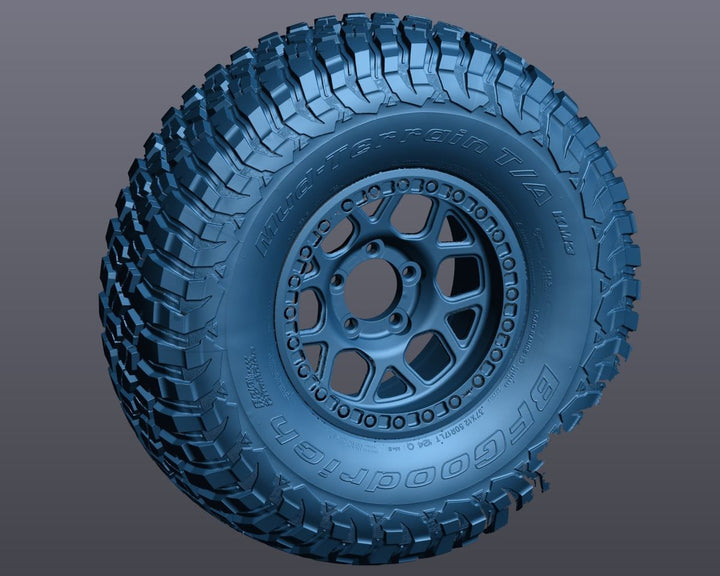 3D Scan: 37X12.5R17 BFG KM3 Tire on KMC Wheel