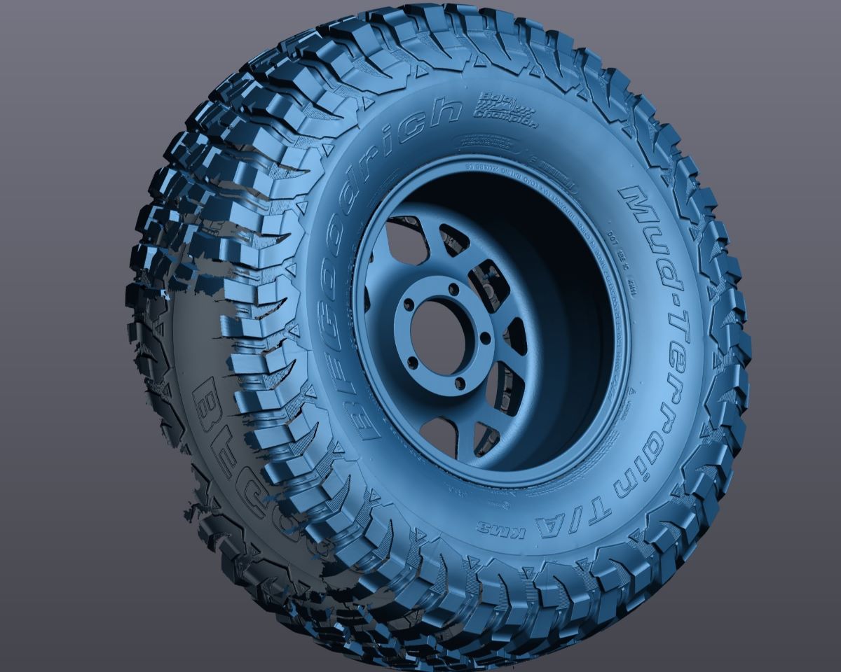 3D Scan: 37X12.5R17 BFG KM3 Tire on KMC Wheel – Revv Engineering